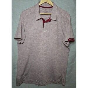 Oakley Polo Shirt Mens Size XL RED STRIPED Casual Short Sleeve Golf Stretch
